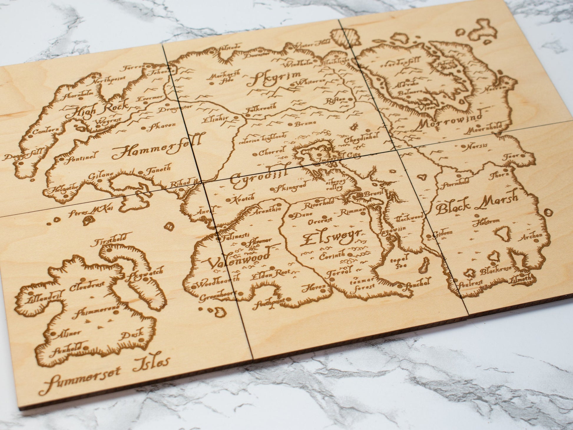Elder Scrolls Coasters, Map Coasters, Elder Scrolls Gift Idea, Wood Map, Elder Scrolls Home Decor