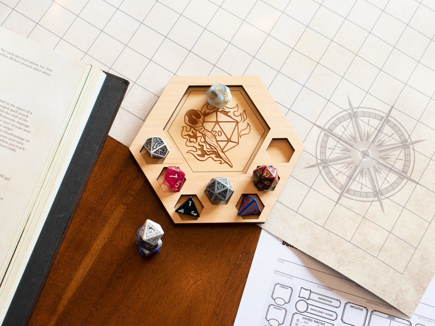 Set of 15 D&D Dice Tray Coasters, 14 Classes + DM
