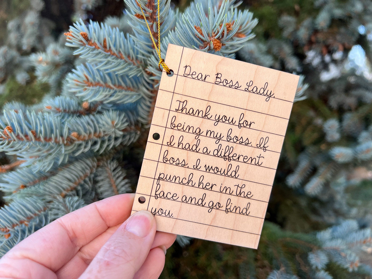 Dear Boss Lady Ornament, Funny Boss Gift, Christmas Gift or Gift Tag for Boss Lady