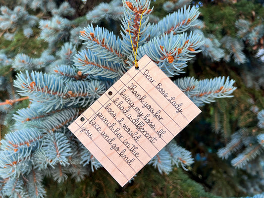 Dear Boss Lady Ornament, Funny Boss Gift, Christmas Gift or Gift Tag for Boss Lady