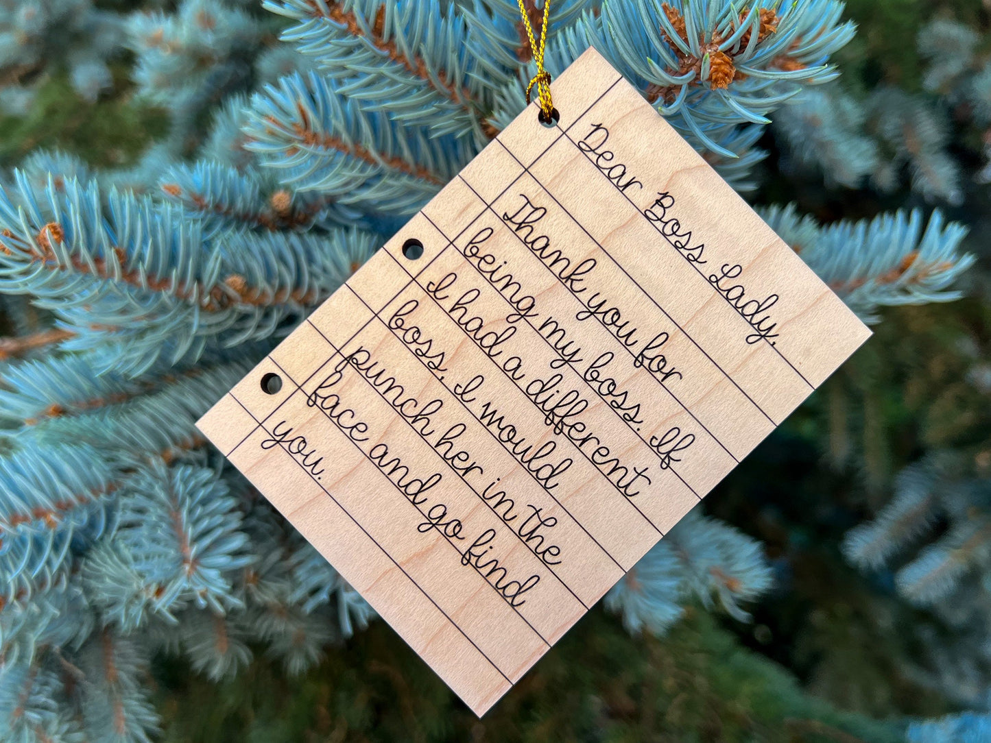 Dear Boss Lady Ornament, Funny Boss Gift, Christmas Gift or Gift Tag for Boss Lady