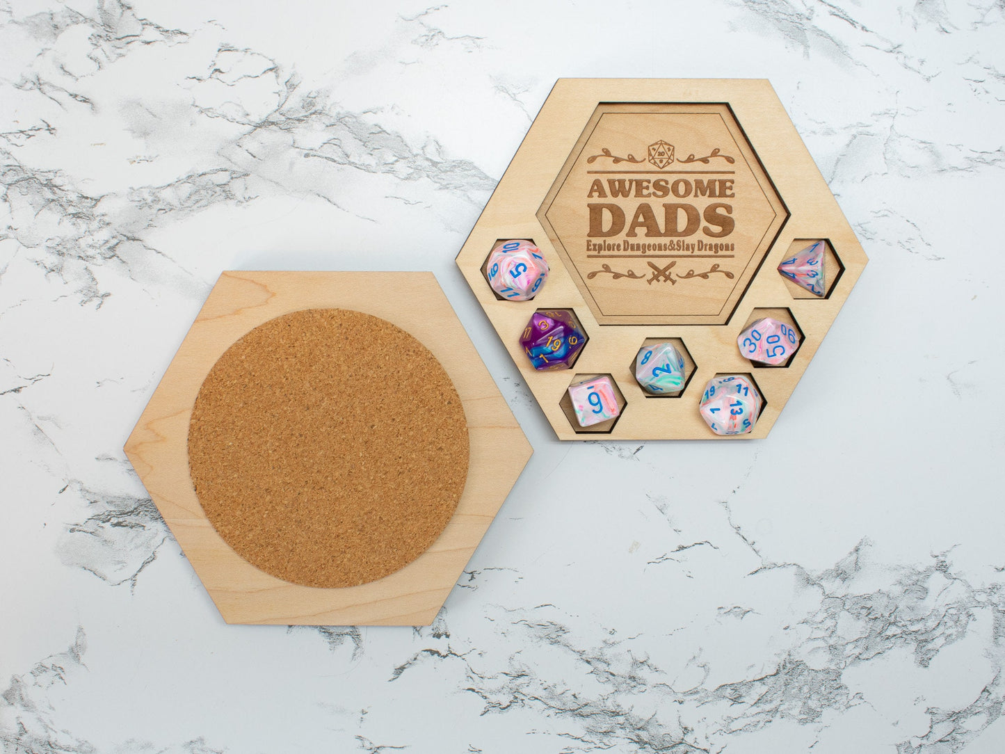 D&D Dice Tray Coasters for Mom and Dad, DnD / Pathfinder / Tabletop RPG Gaming Coasters