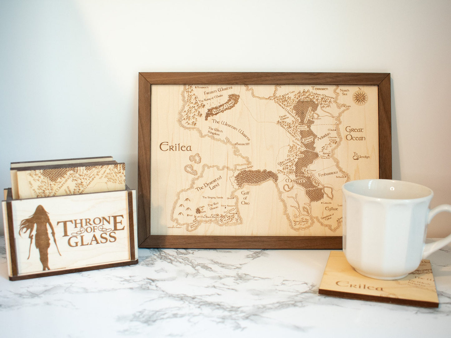 Throne of Glass Map, Wood Engraved Map of Erilea