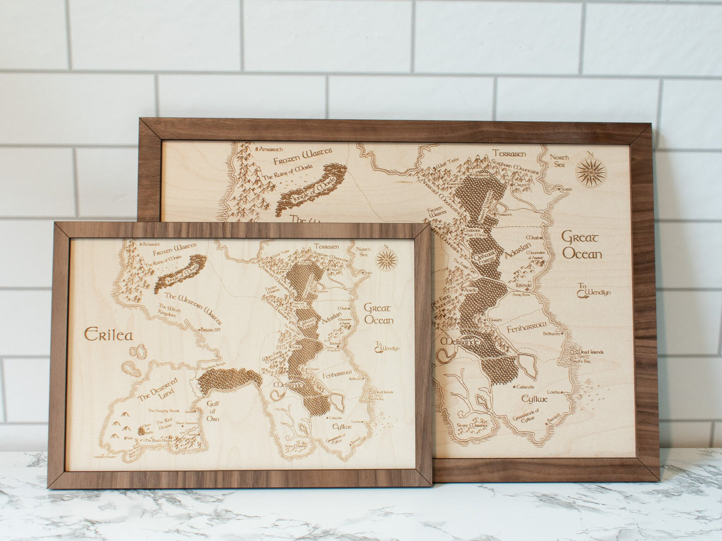 Throne of Glass Map, Wood Engraved Map of Erilea