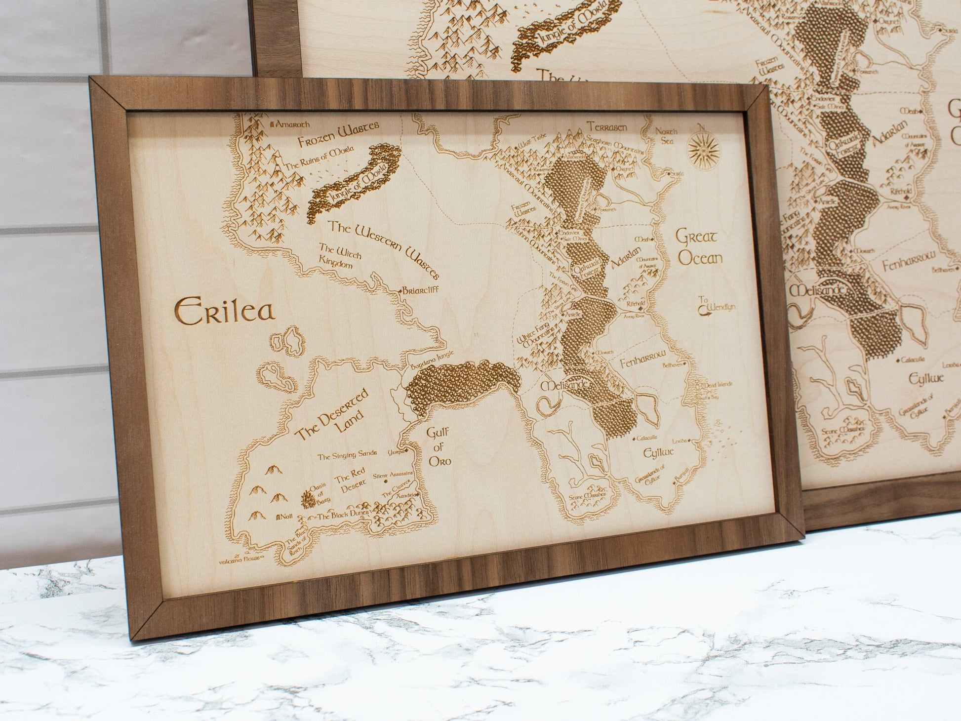 Throne of Glass Map, Wood Engraved Map of Erilea