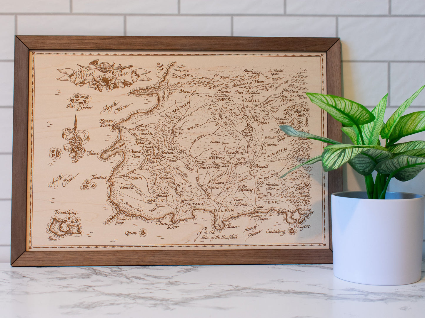 Large wood engraved map from The Wheel of Time series