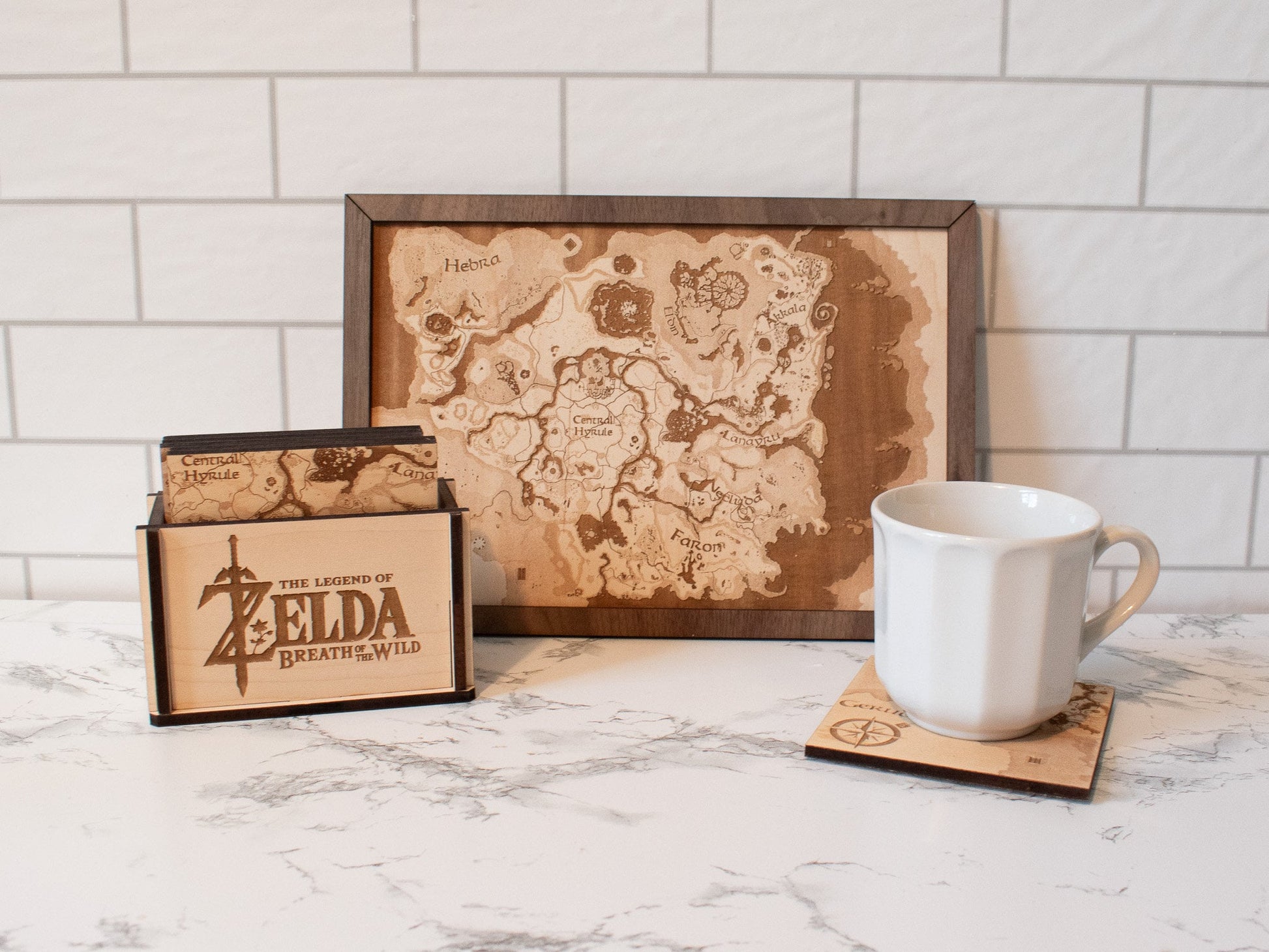Breath of the Wild Map Coasters, Zelda BOTW/Tears of the Kingdom Wood Coasters