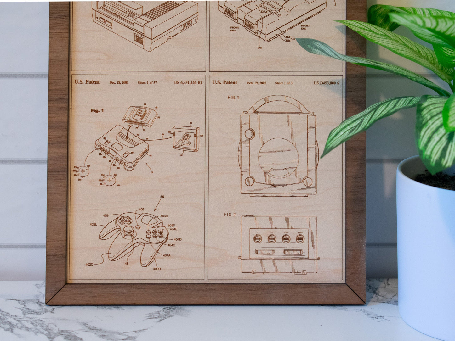 Medium wood engraved Nintendo patents