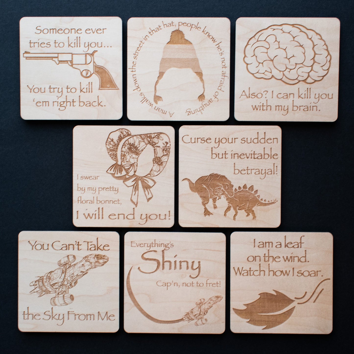 Firefly Serenity Coasters, Set of 8, Firefly Tv Show, Gift for Firefly Fans, Housewarming Gift, Serenity Firefly Decor