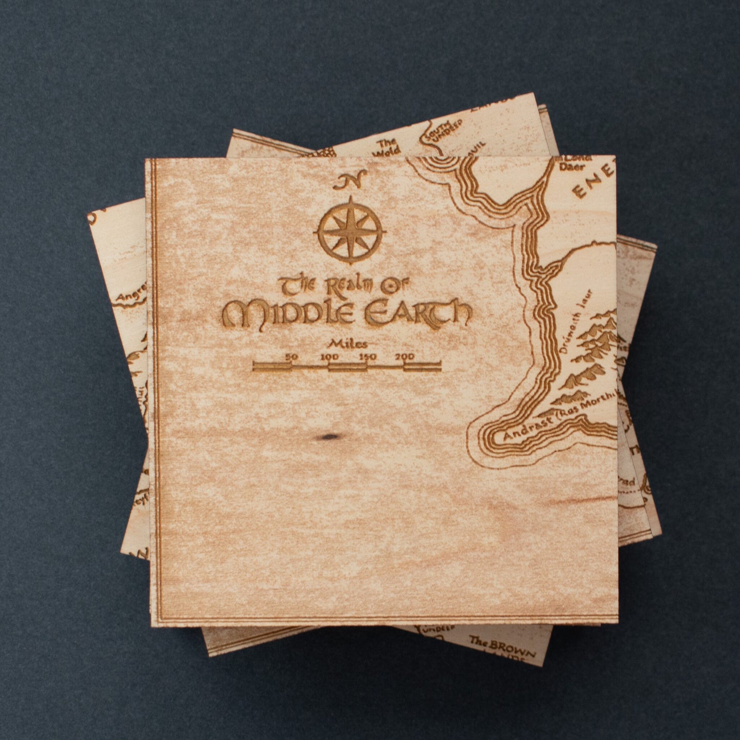 Lord of the Rings Coasters, LOTR Map Coasters, Lord of the Rings Gift Idea, Wood Map, LOTR Home Decor