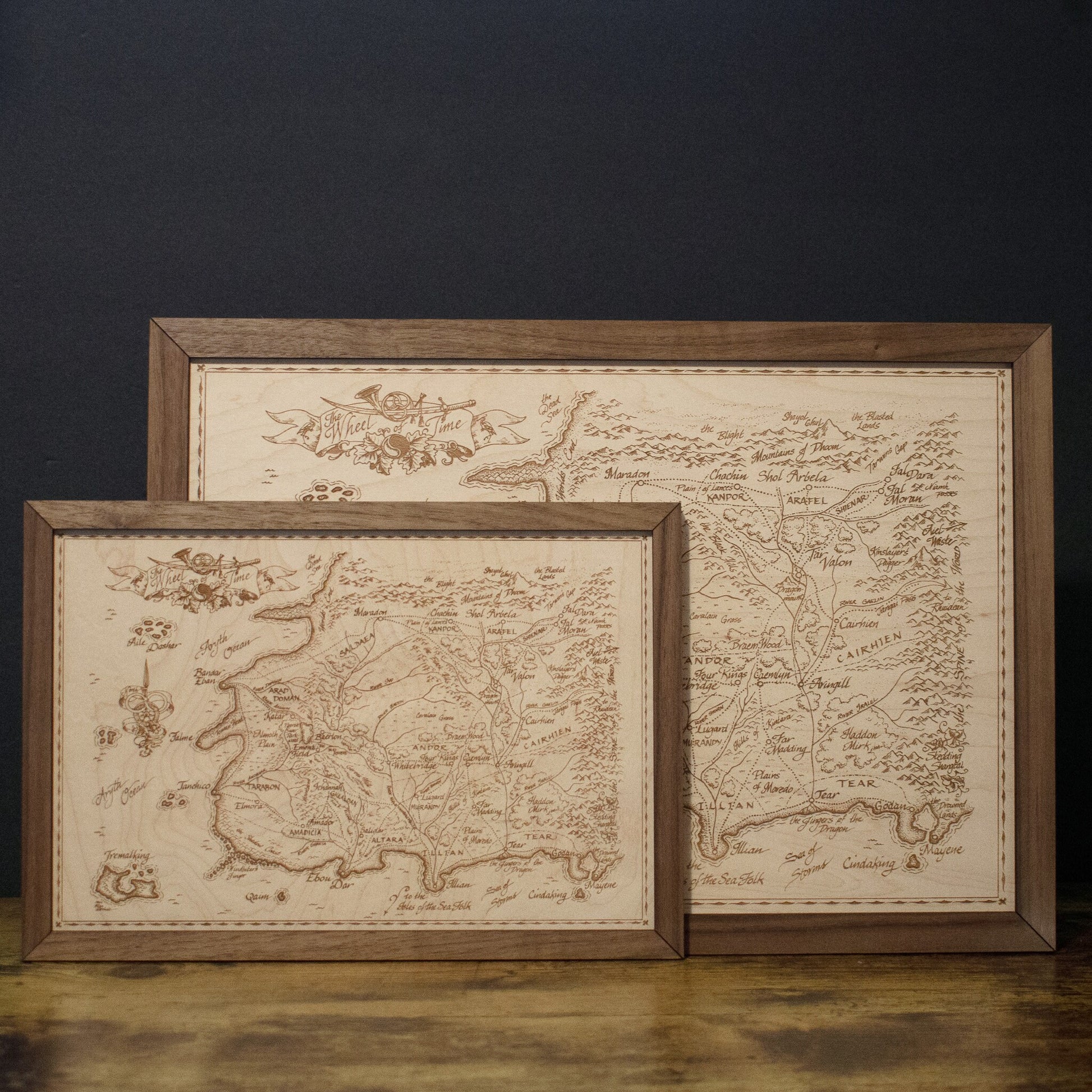 The Wheel of Time Map, Fantasy Wood Engraved Map