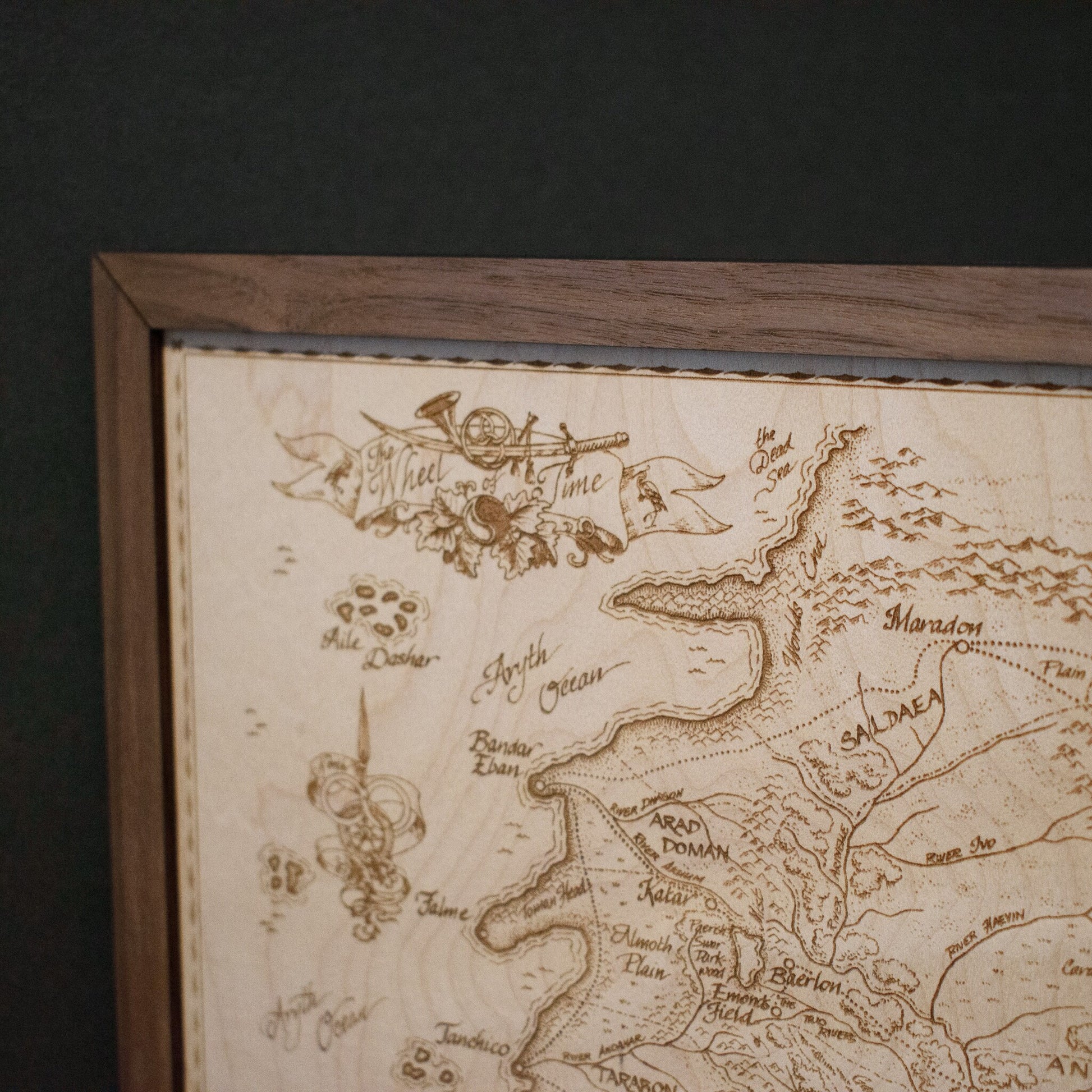 The Wheel of Time Map, Fantasy Wood Engraved Map