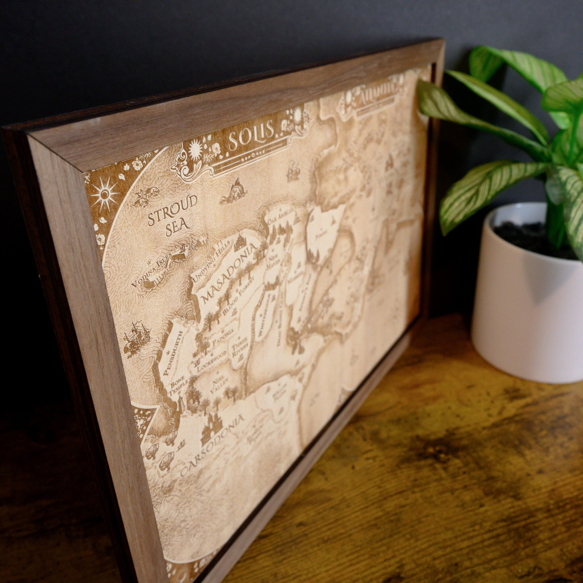 From Blood and Ash Map, Wood Engraved Map of Solis and Atlantia