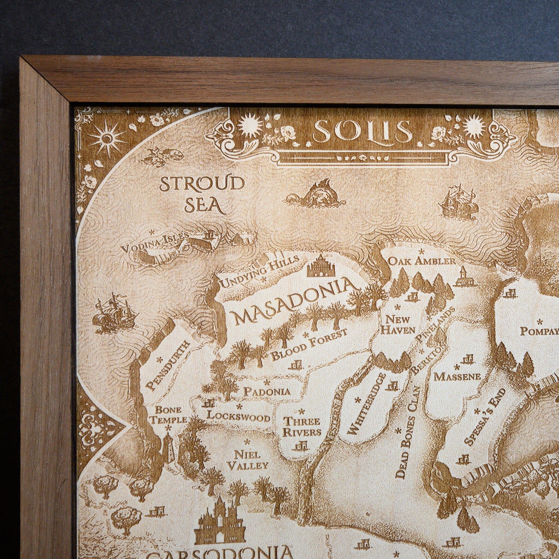 From Blood and Ash Map, Wood Engraved Map of Solis and Atlantia