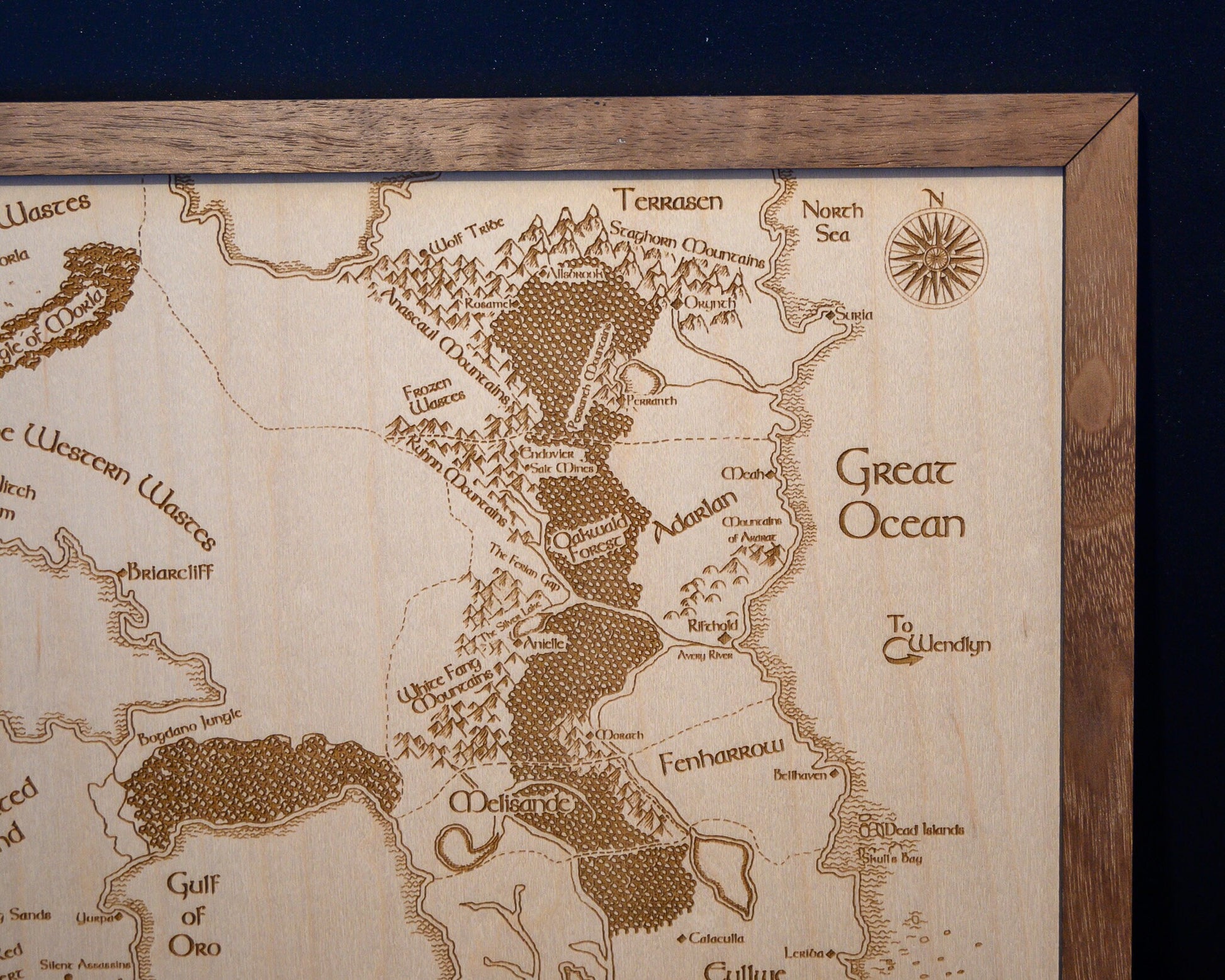 Throne of Glass Map, Wood Engraved Map of Erilea