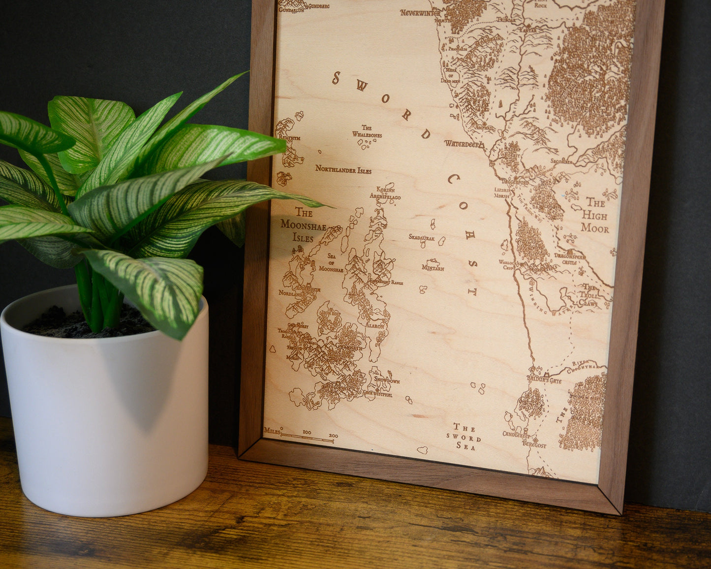 D&D Sword Coast Map, Wood Engraved Map from Dungeons and Dragons