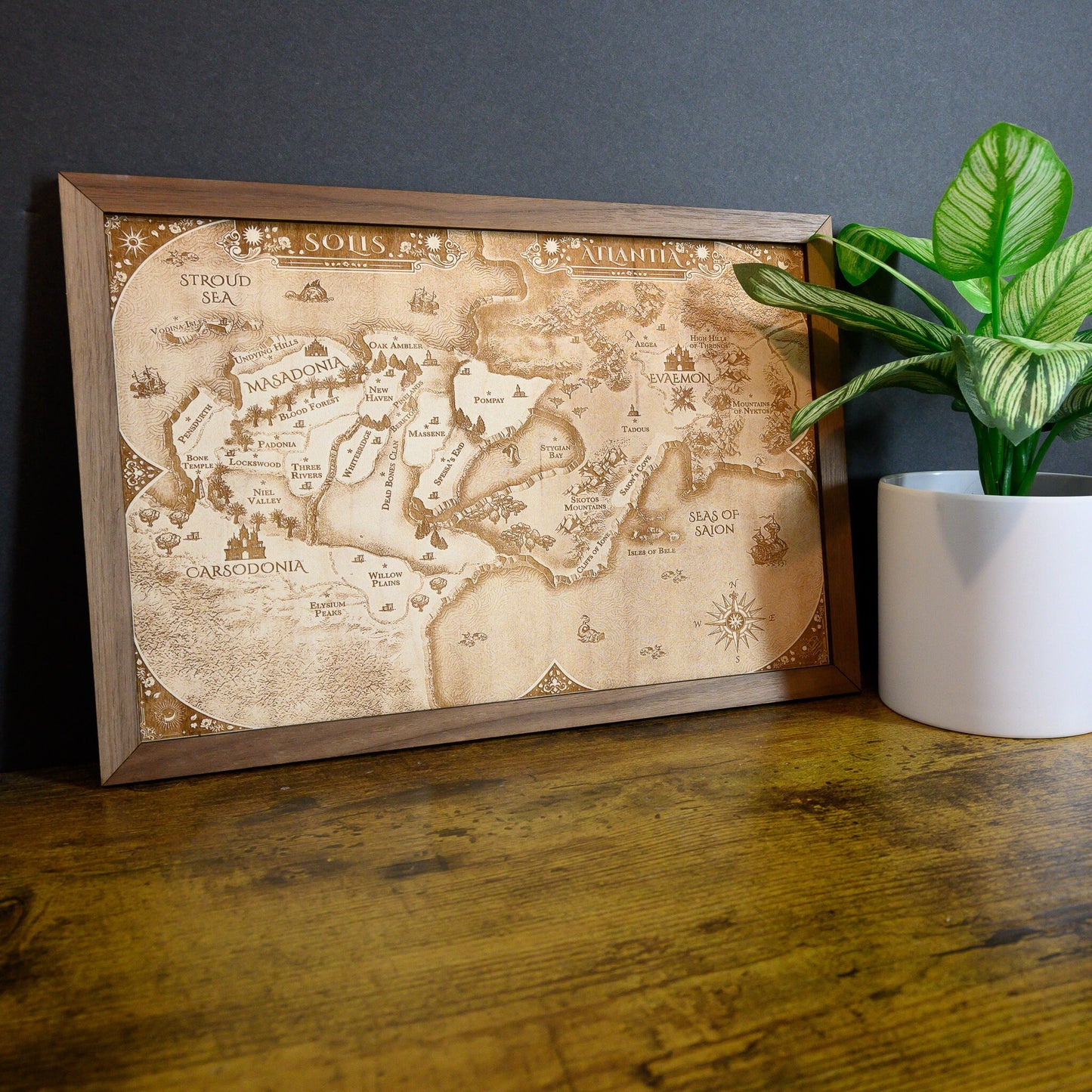 From Blood and Ash Map, Wood Engraved Map of Solis and Atlantia