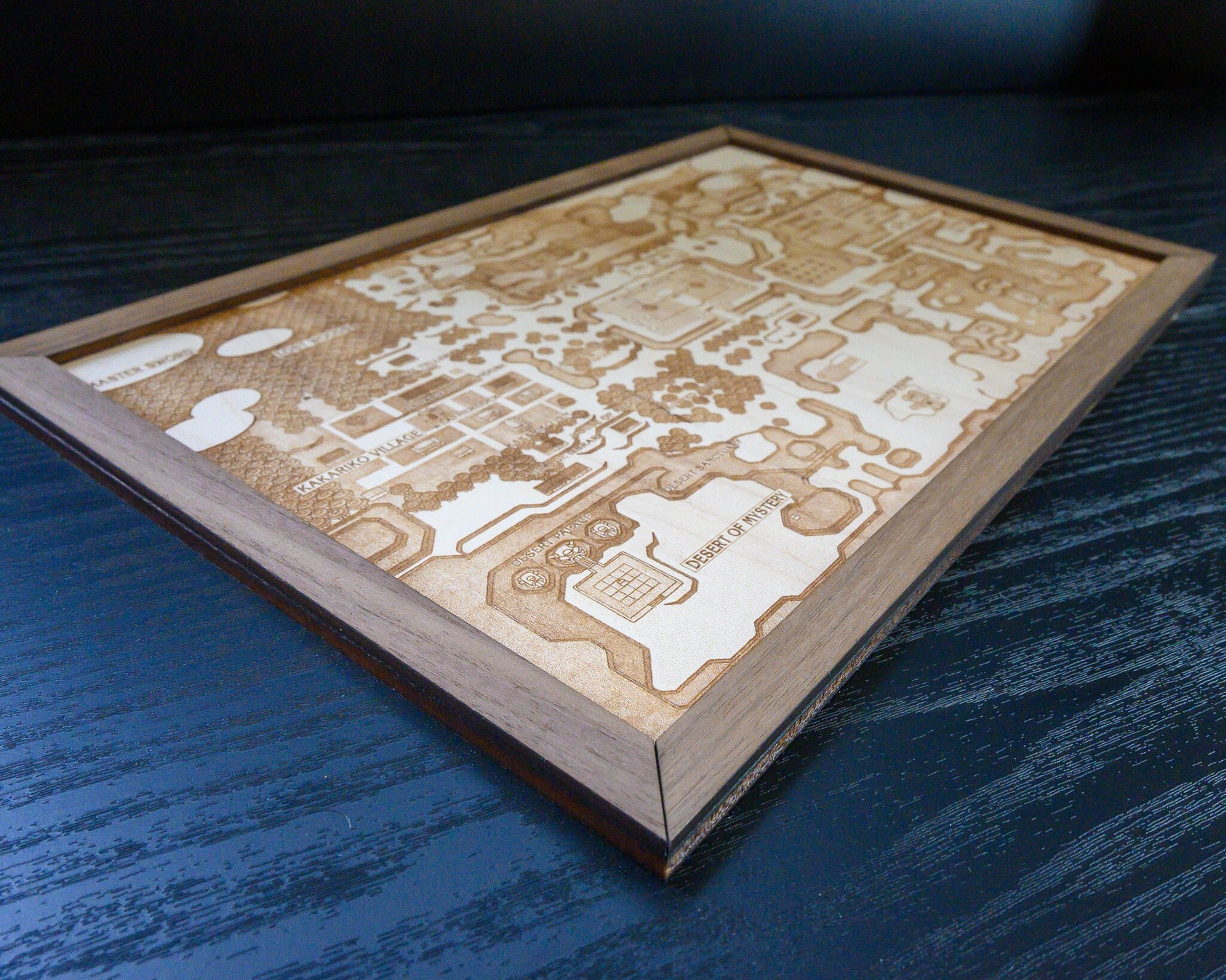 Legend of Zelda Link to the Past Map, Engraved Wood Zelda Poster