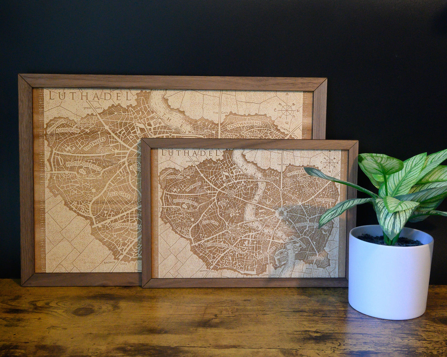 Luthadel Map, Wood Engraved Map from Mistborn, Cosmere