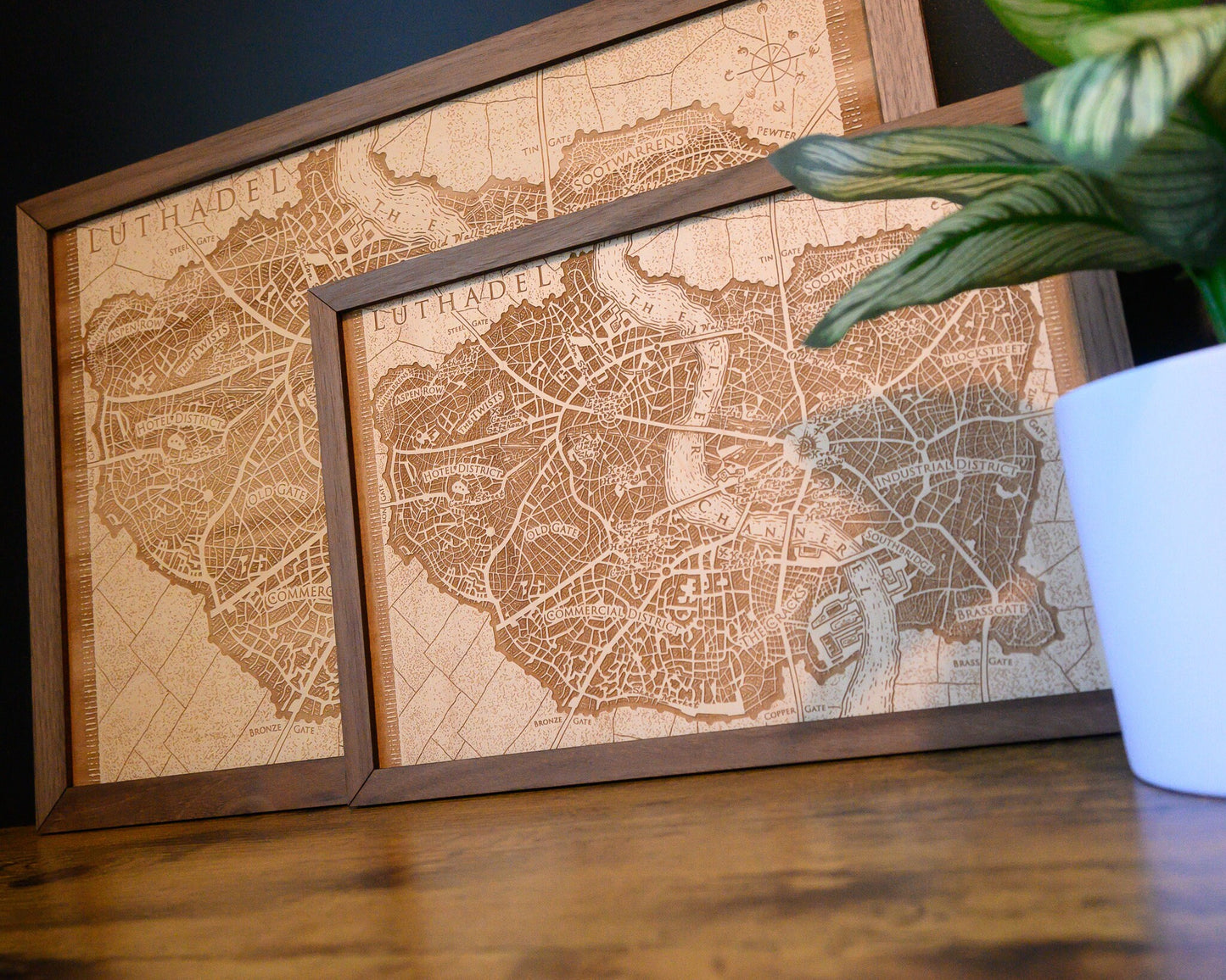 Luthadel Map, Wood Engraved Map from Mistborn, Cosmere