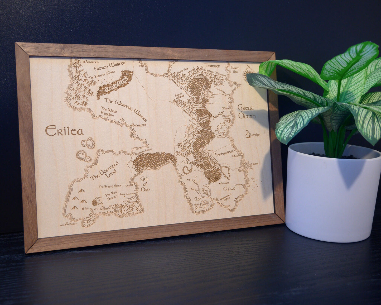 Throne of Glass Map, Wood Engraved Map of Erilea