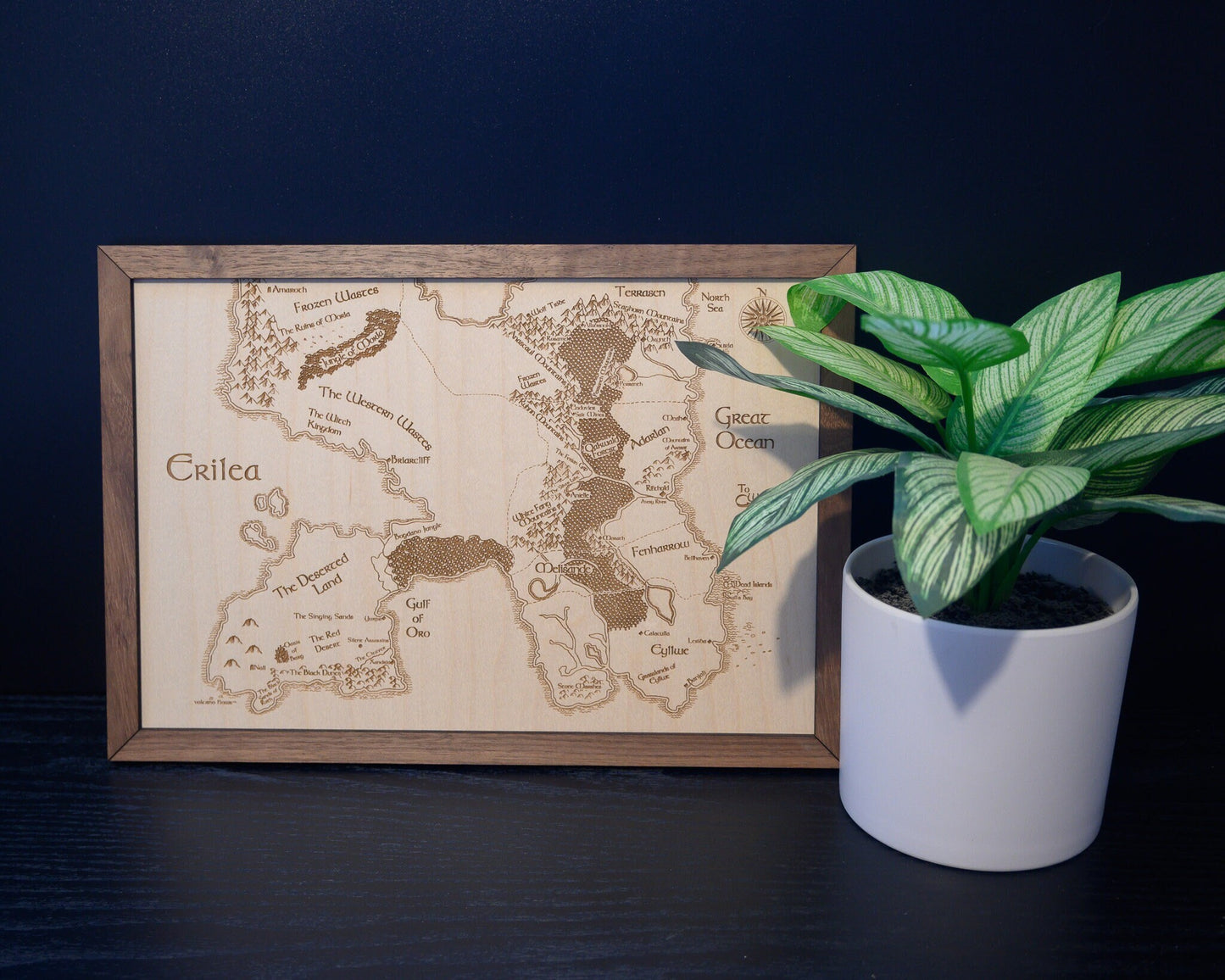 Throne of Glass Map, Wood Engraved Map of Erilea
