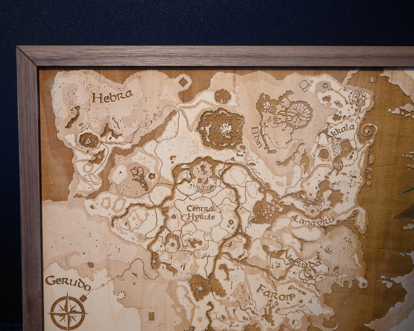 Breath of the Wild Map, Zelda Wood Engraved Display Map Art