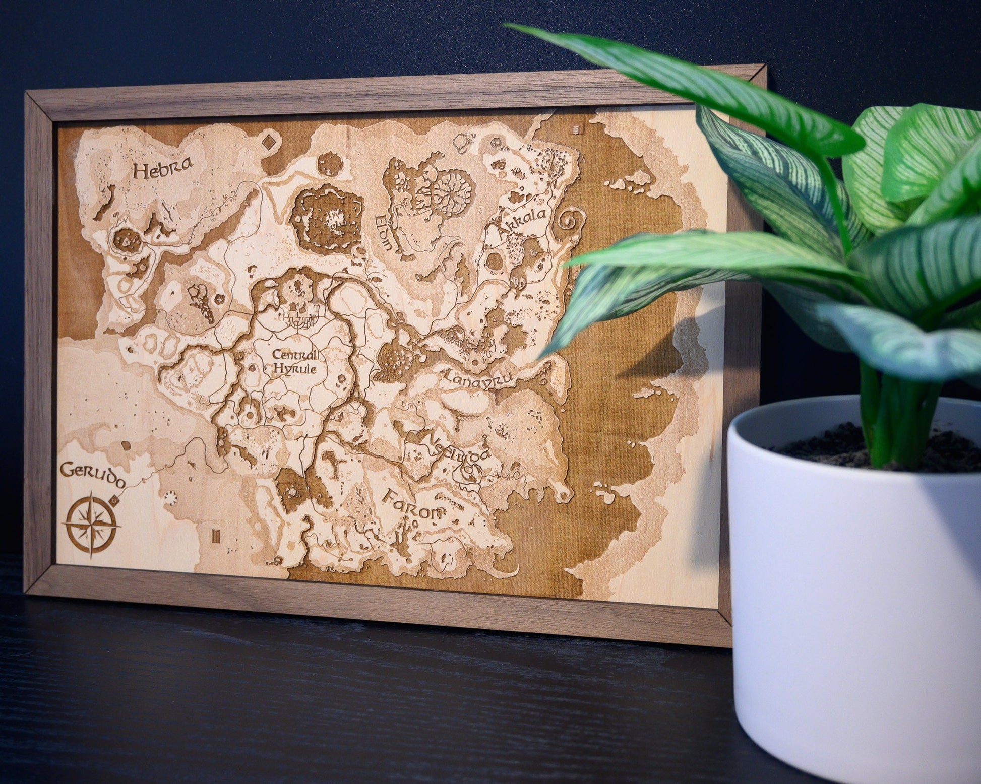 Breath of the Wild Map, Zelda Wood Engraved Display Map Art