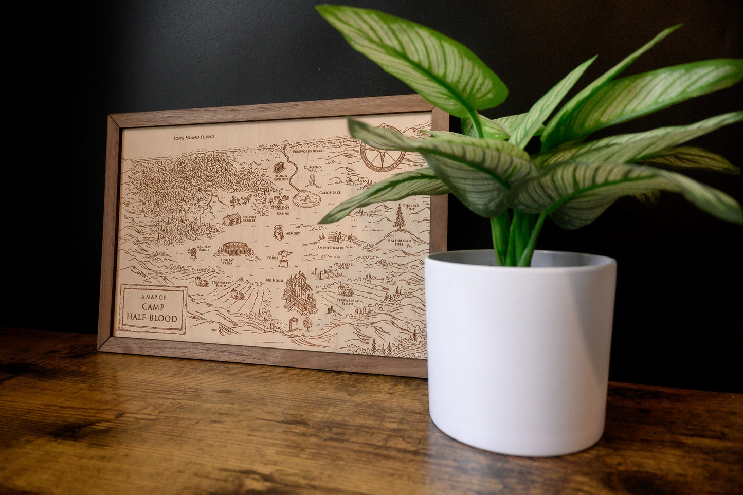 Percy Jackson Map, Wood Engraved Camp Half-Blood Map