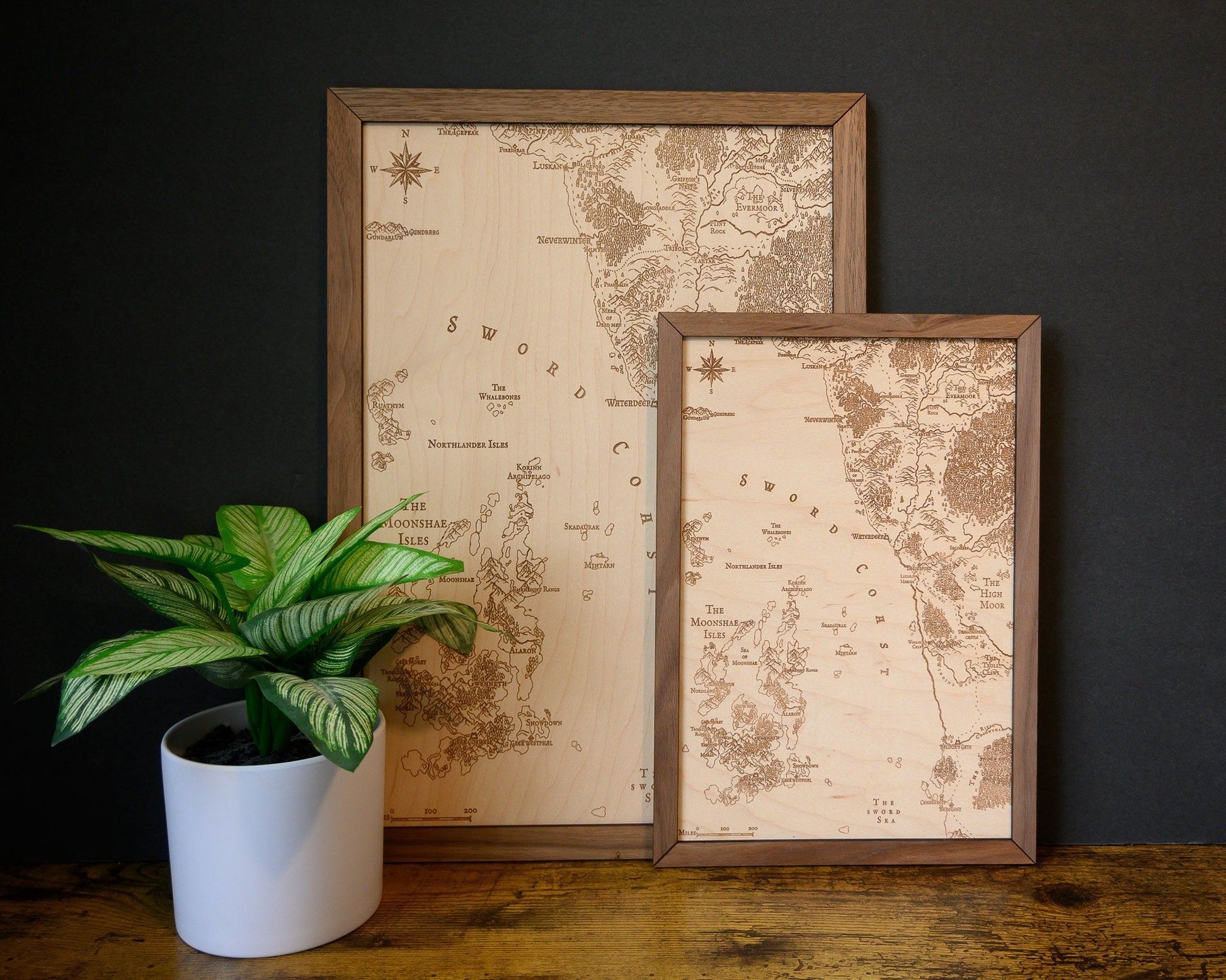 D&D Sword Coast Map, Wood Engraved Map from Dungeons and Dragons