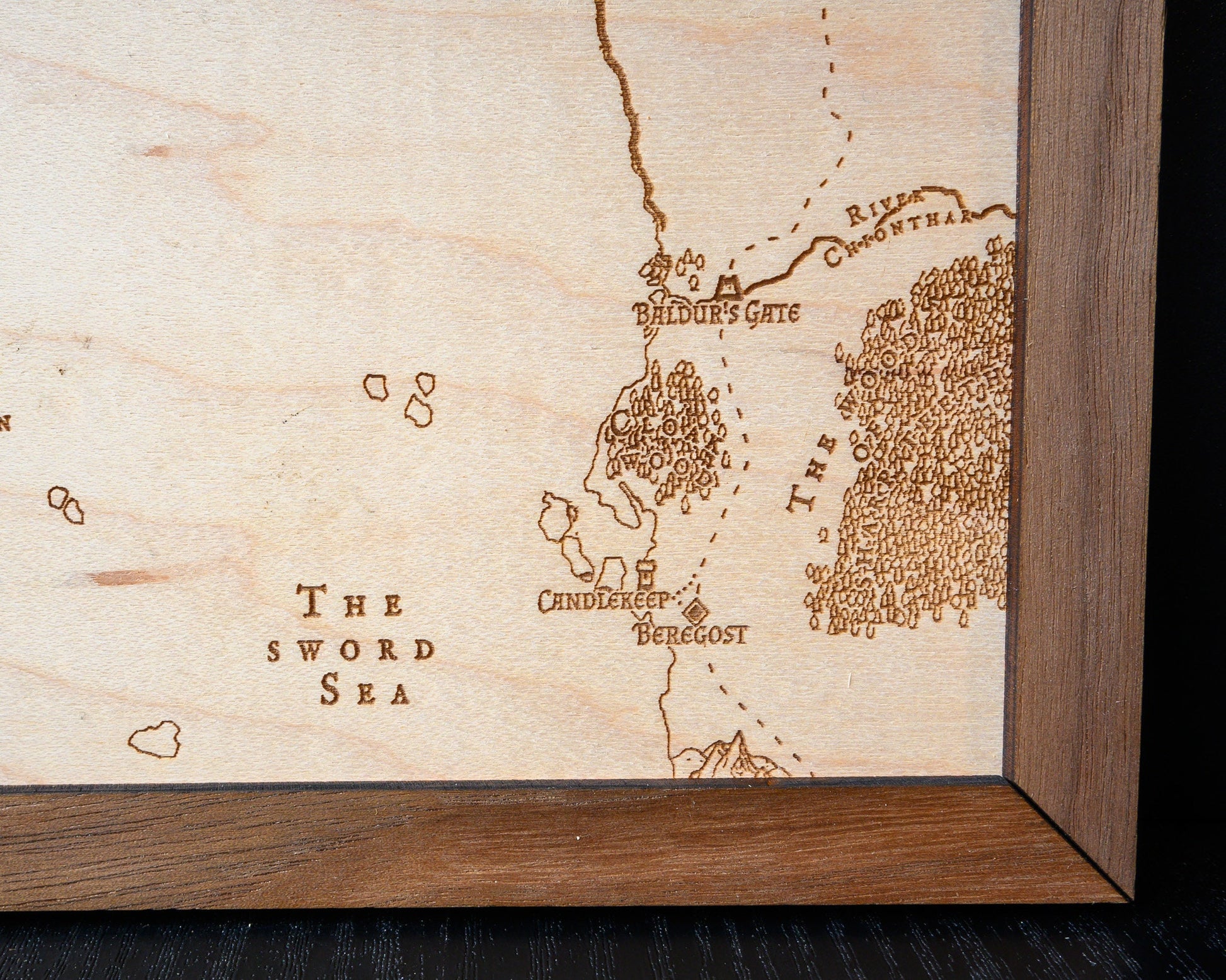 D&D Sword Coast Map, Wood Engraved Map from Dungeons and Dragons