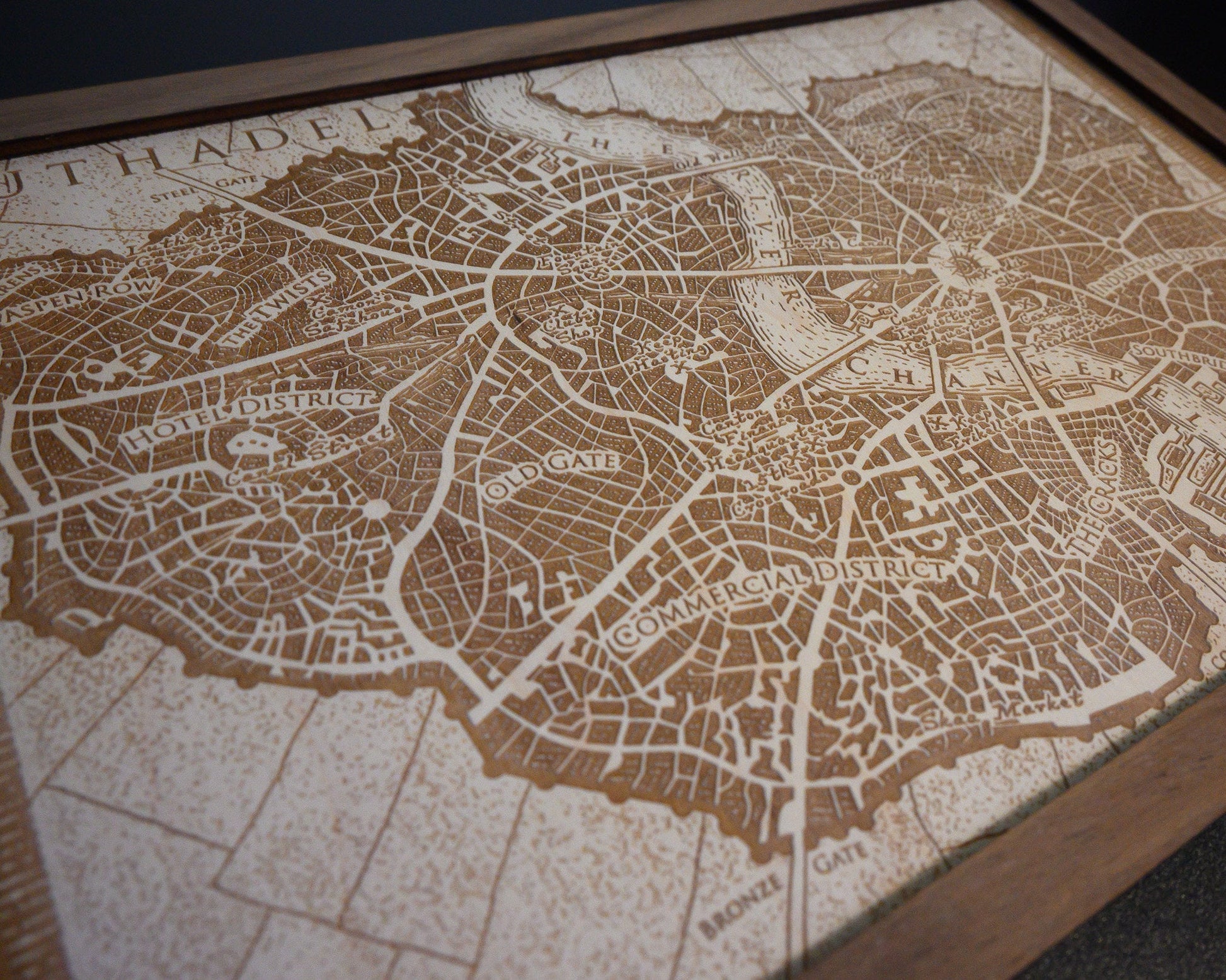 Luthadel Map, Wood Engraved Map from Mistborn, Cosmere