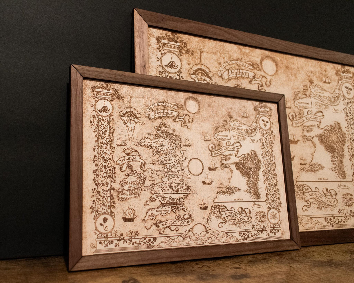A Court of Thorns and Roses: Prythian Wood Engraved Display Map