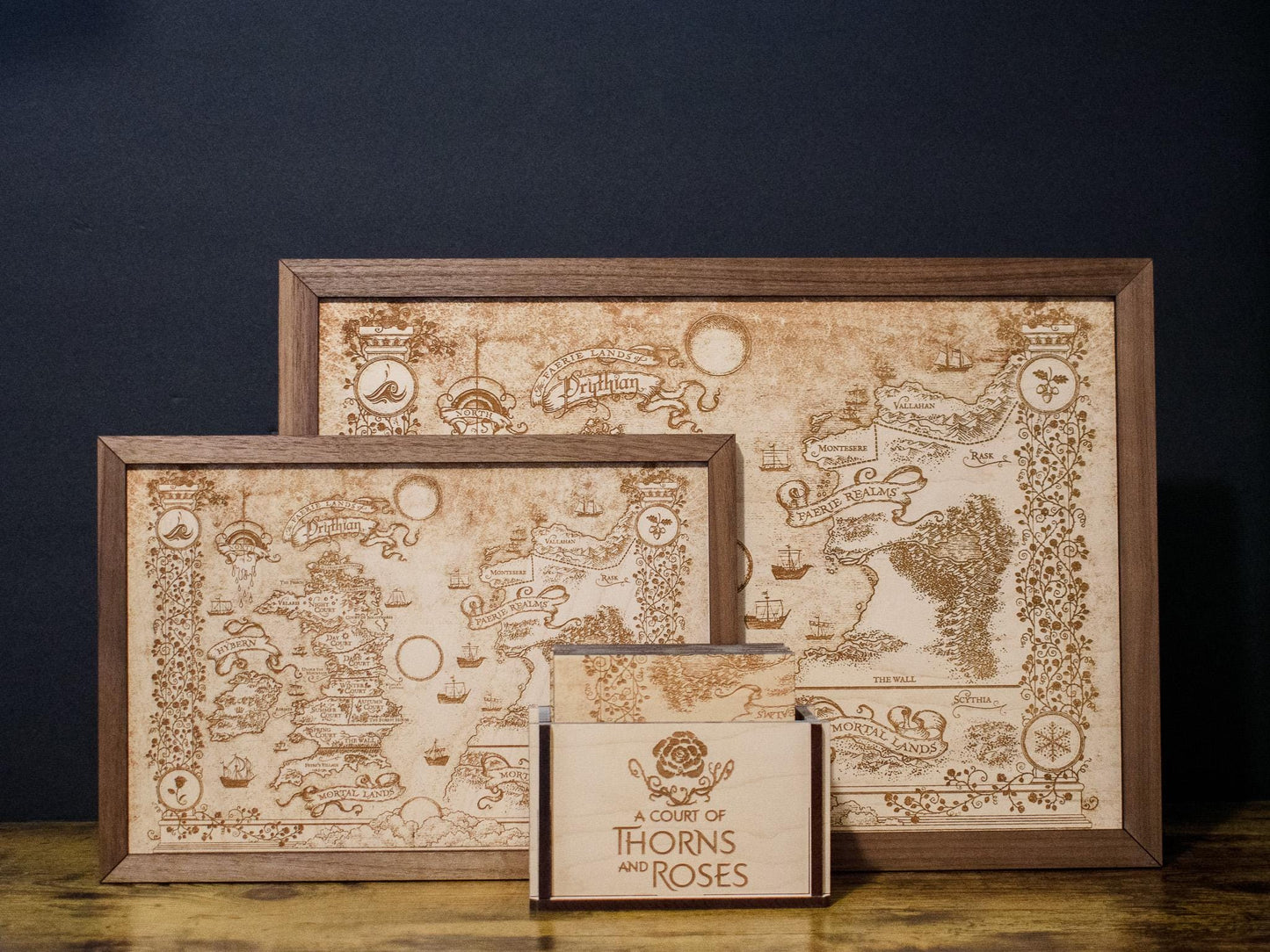 A Court of Thorns and Roses: Prythian Wood Engraved Display Map