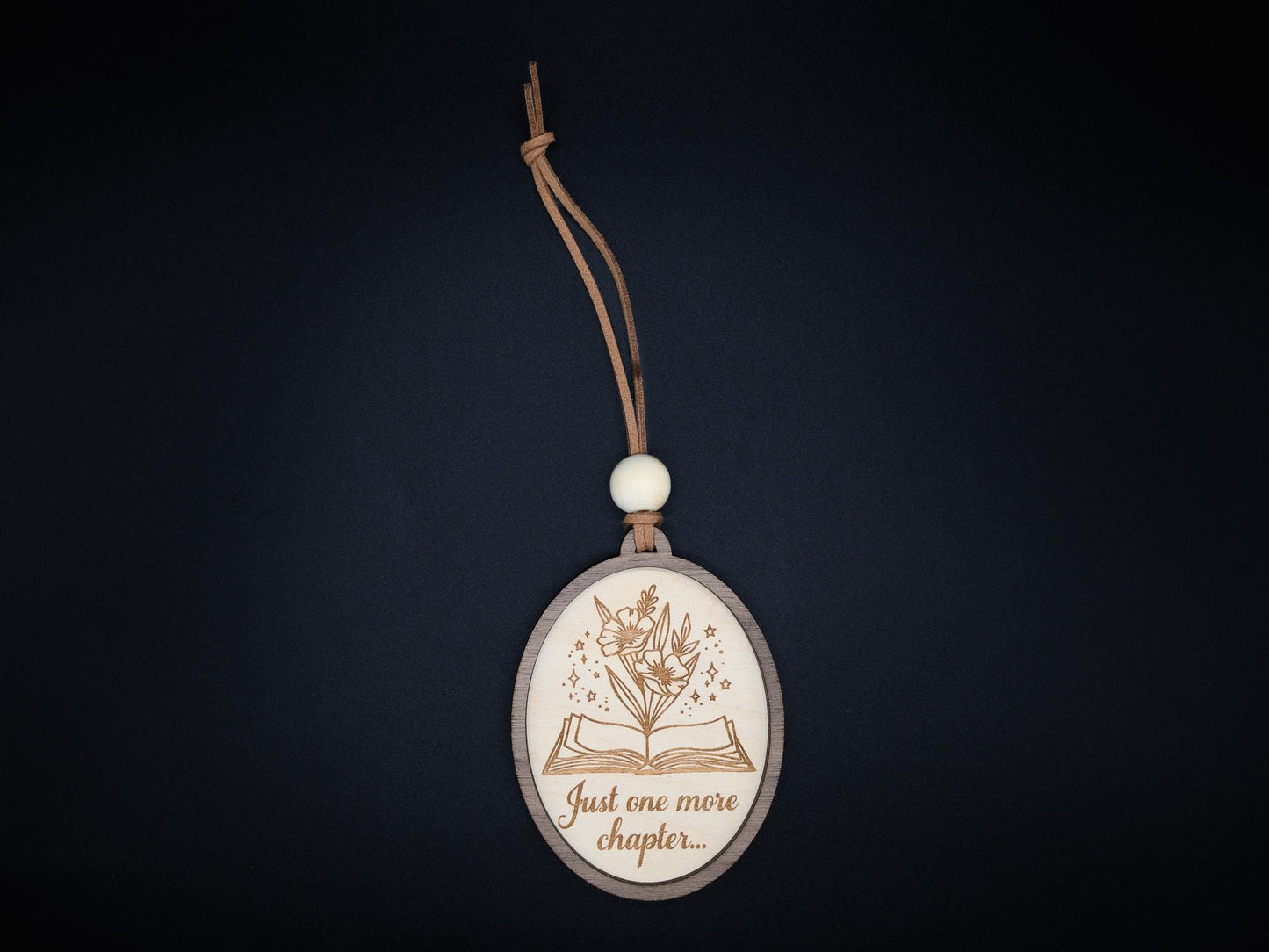 Book Ornament: Just One More Chapter Wood Engraved Ornament