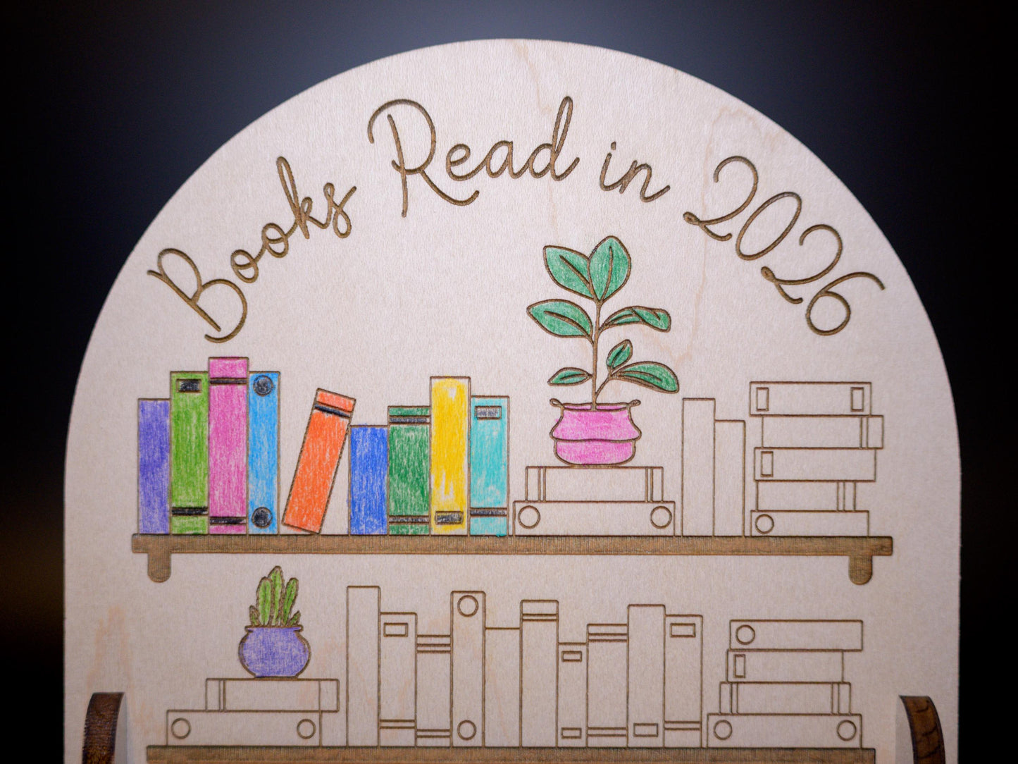 Book Tracker: Wood Engraved 2026 Reading Counter