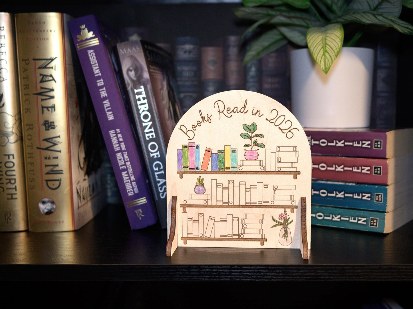 Book Tracker: Wood Engraved 2026 Reading Counter