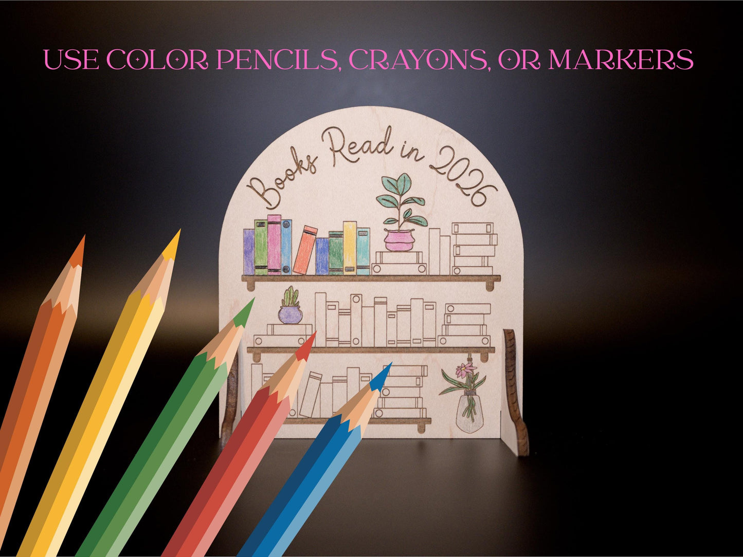 Book Tracker: Wood Engraved 2026 Reading Counter