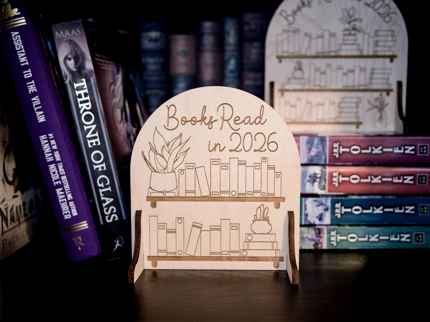 Book Tracker: Wood Engraved 2026 Reading Counter