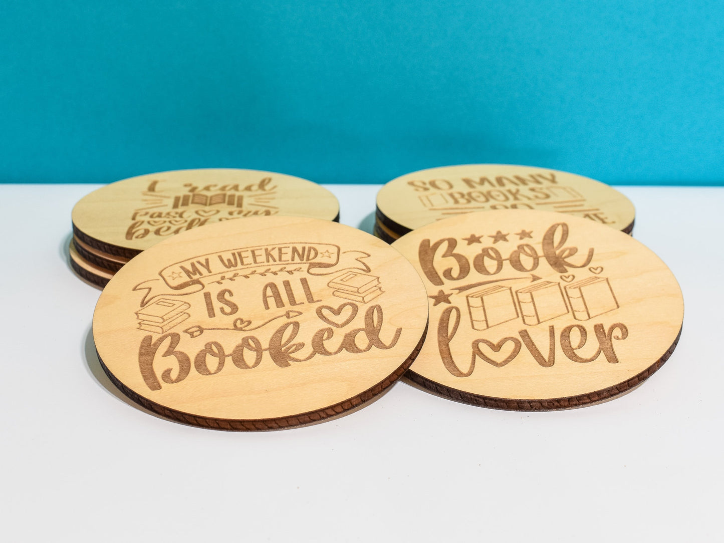 Book Coasters, Set of 8, Reading Decor, Gift for Book Nerds, Reading Quotes