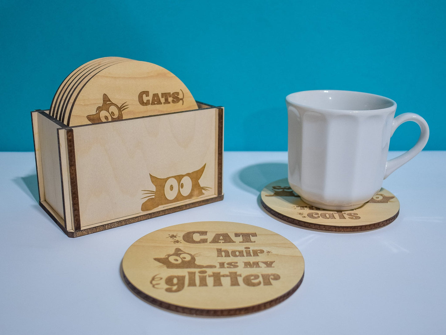 Cat Coasters, Set of 8, Funny Cat Quotes, Cat Lovers Gift, Gift for Cat Mom, Crazy Cat Lady