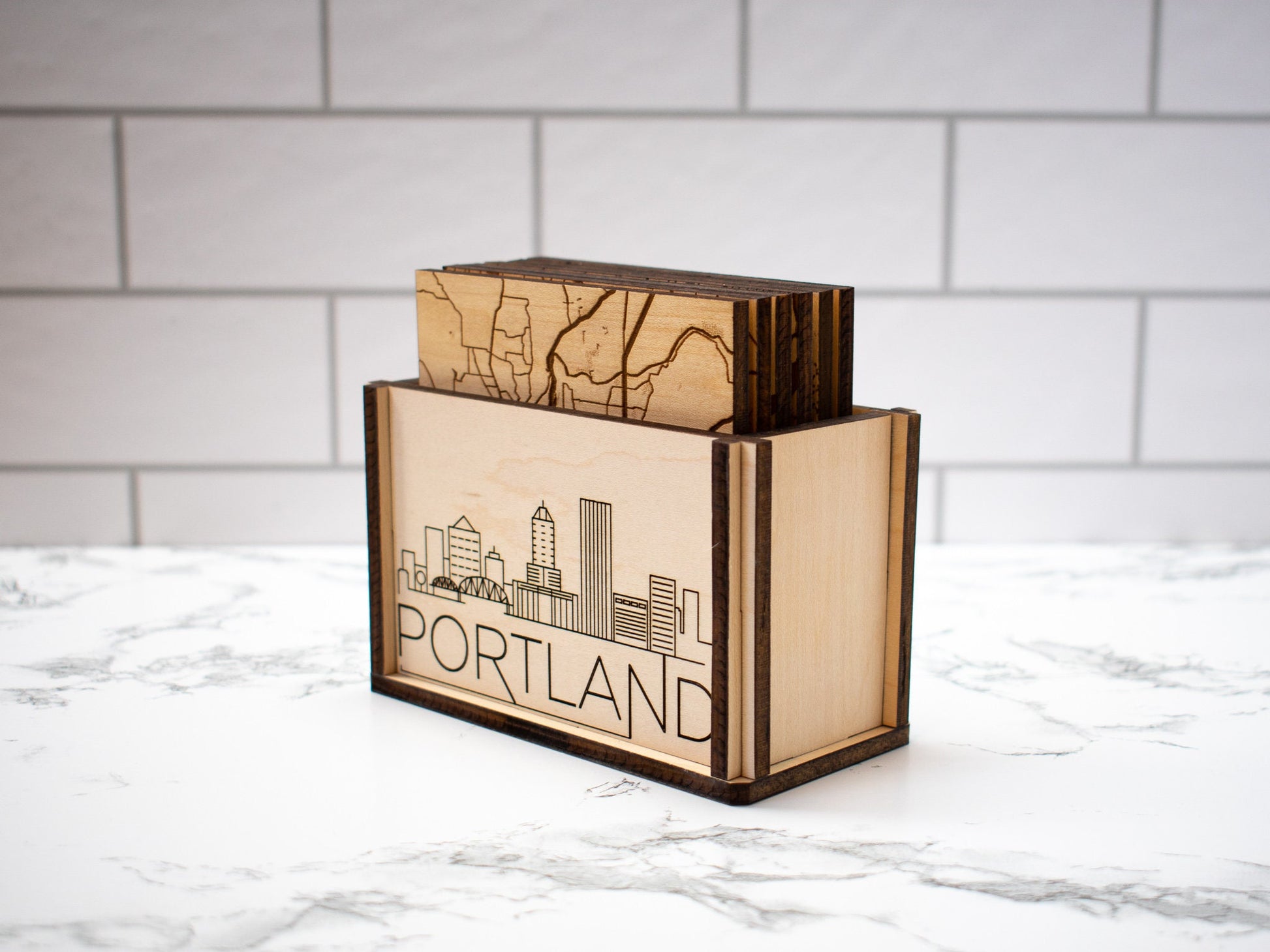 Portland Map Coasters, Portland Oregon Map, Portland Gift Idea, Map of Portland Oregon, Portland Housewarming Gift Idea, Wood Coasters