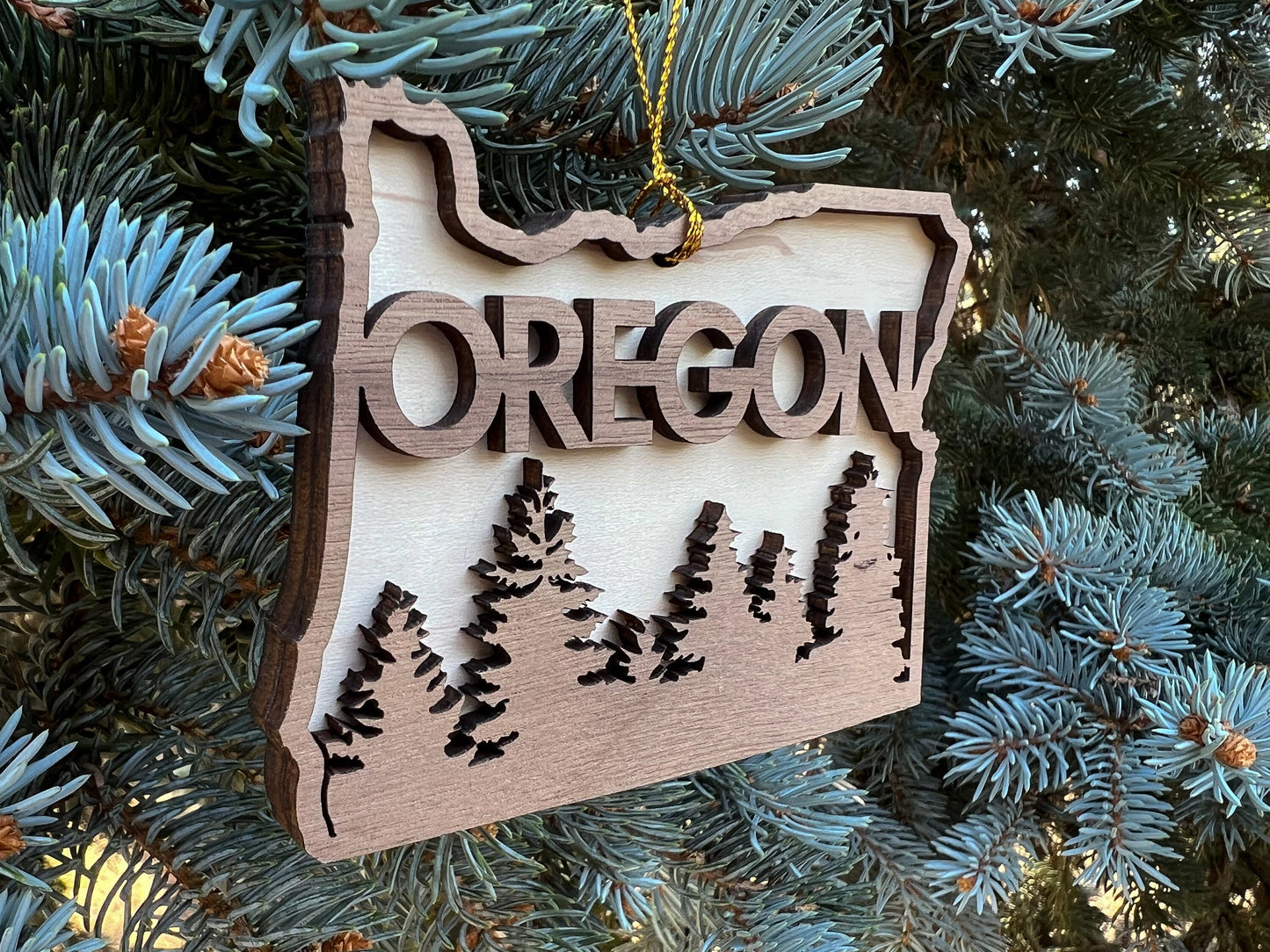 Oregon Ornament, Oregon Gifts, Wood Oregon State Christmas Ornament