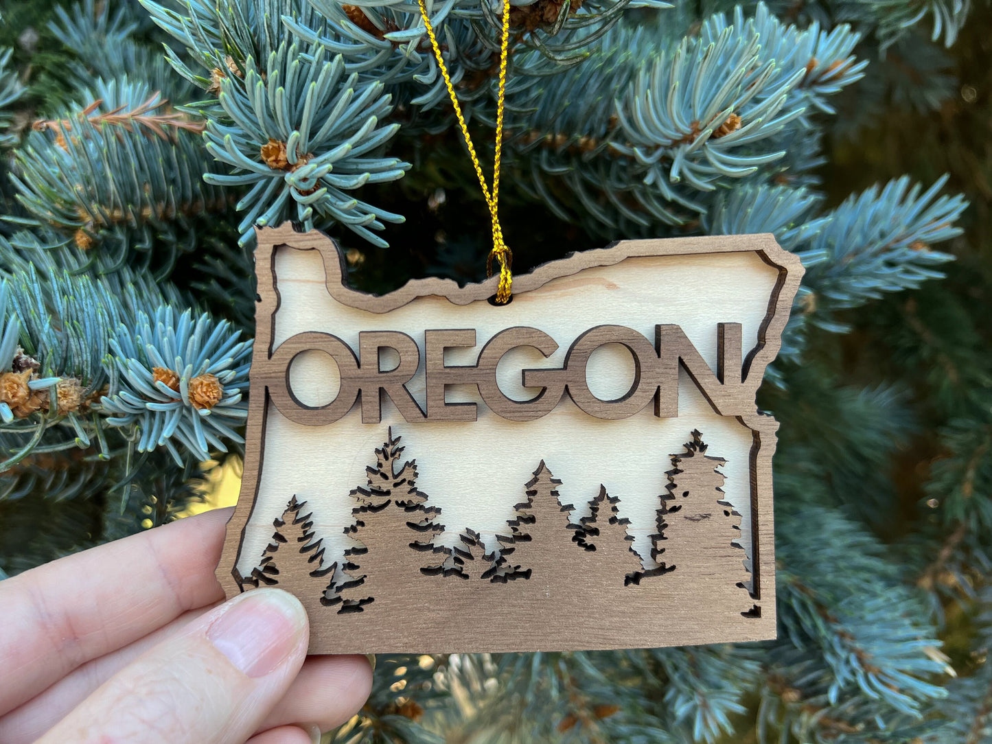 Oregon Ornament, Oregon Gifts, Wood Oregon State Christmas Ornament