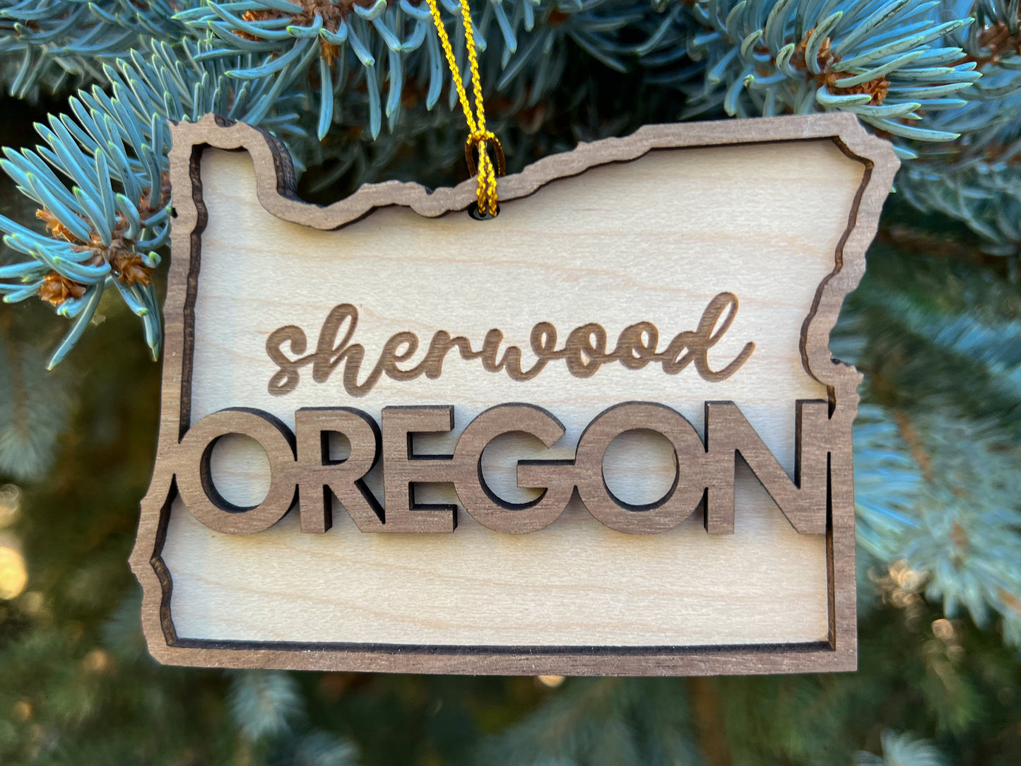 Oregon Ornament, Portland & SW Suburb Options, Oregon Gifts, Wood Oregon State Christmas Ornament