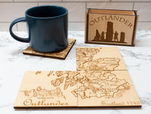 Outlander Coasters, Outlander Gift Idea, Outlander Map Coasters, Scotland Map