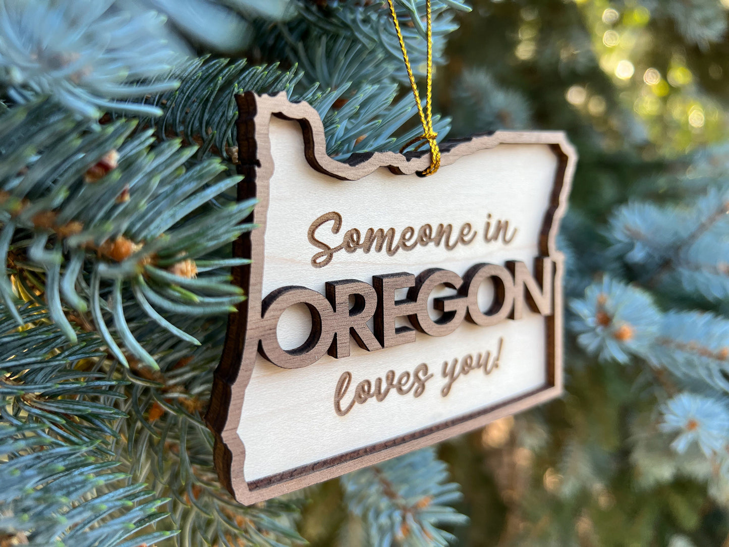 Oregon Ornament, Oregon Gifts, Someone in Oregon Loves You, Wood Oregon State Christmas Ornament