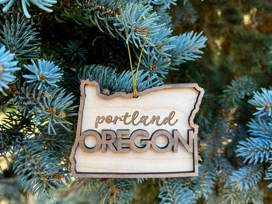 Oregon Ornament, Portland & SW Suburb Options, Oregon Gifts, Wood Oregon State Christmas Ornament