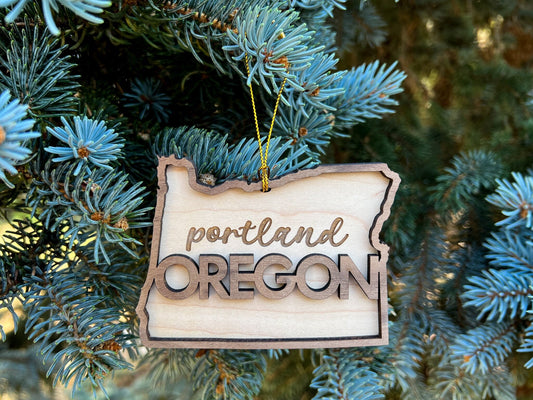 Oregon Ornament, Portland & SW Suburb Options, Oregon Gifts, Wood Oregon State Christmas Ornament