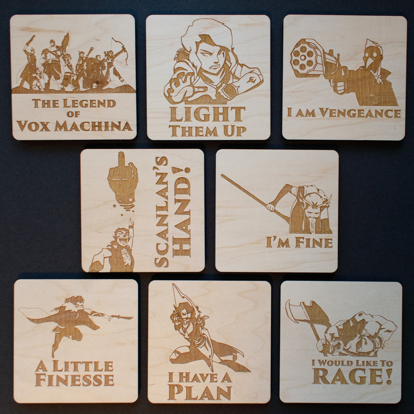 Critical Role Vox Machina D&D Coasters, Set of 8, DnD Gift for Dungeon Master or Player, Dungeons and Dragons, DM Gifts